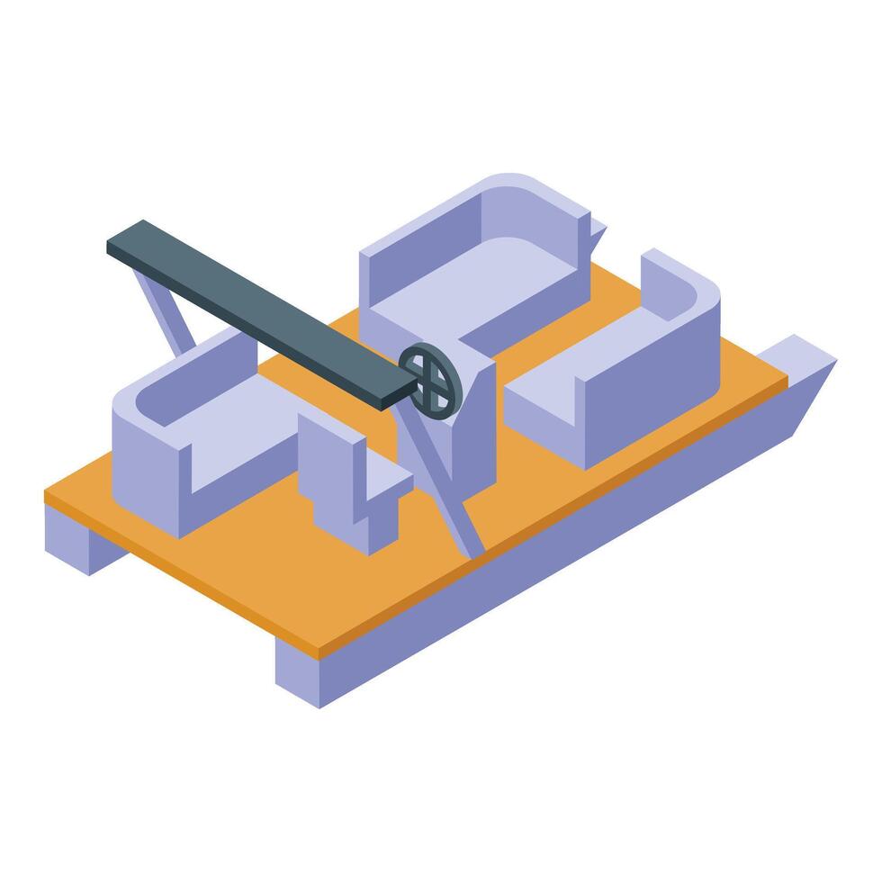 Pedal boat with steering wheel and seats isometric view vector