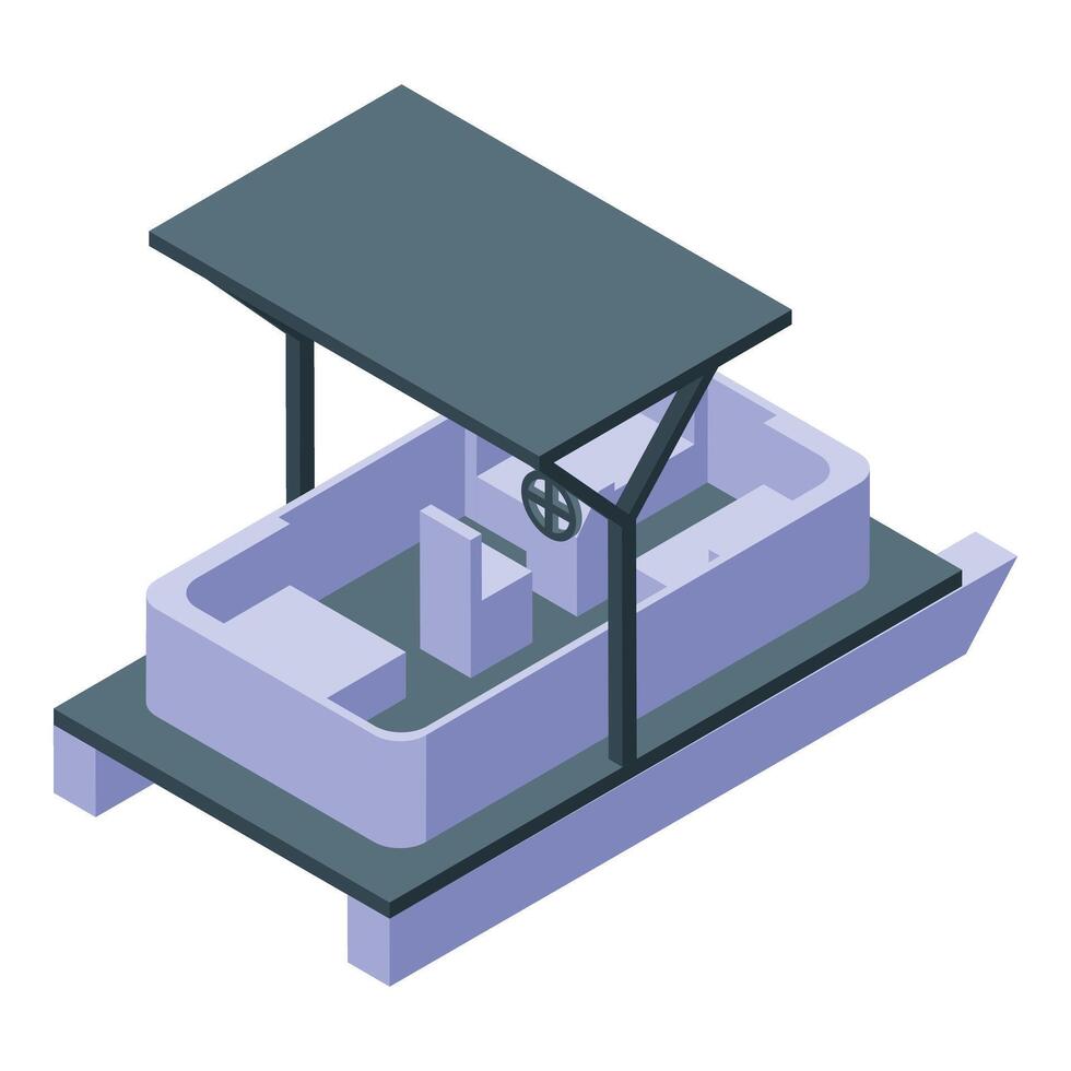 Modern pedal boat with canopy providing shade on a sunny day vector