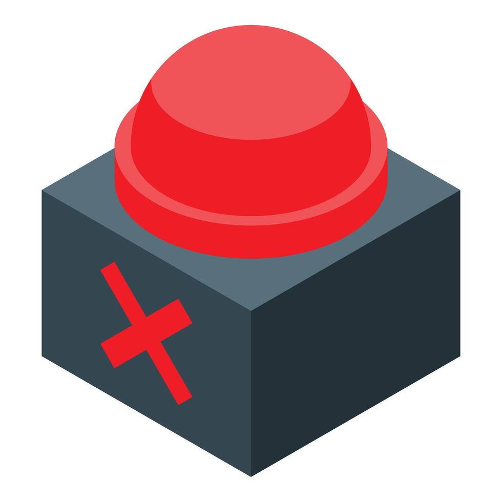 Red button showing a cross sign on a gray box, deactivated alarm system vector