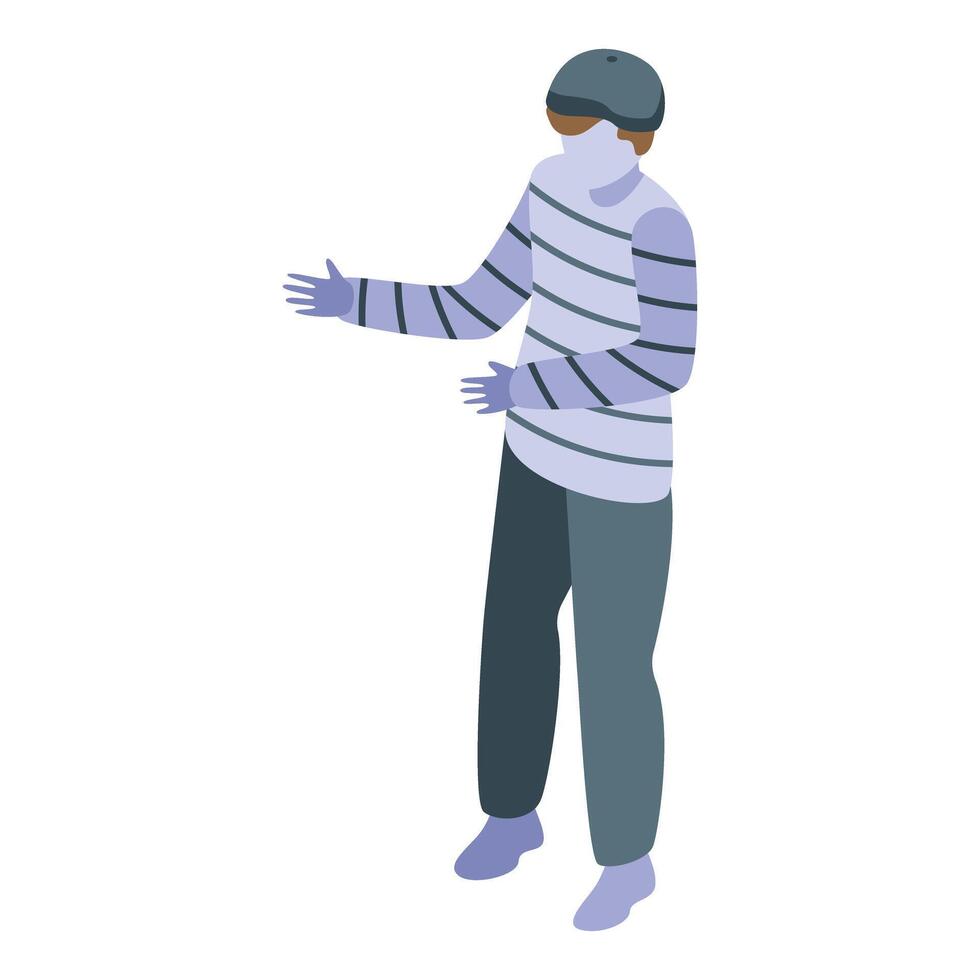 Mime artist performing a pantomime, communicating through gestures vector
