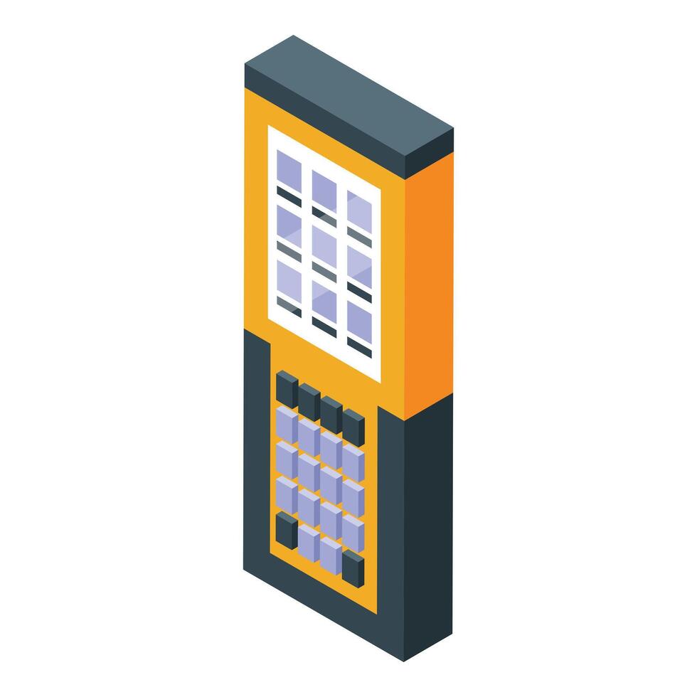 Portable barcode scanner showing display and keypad in isometric view vector