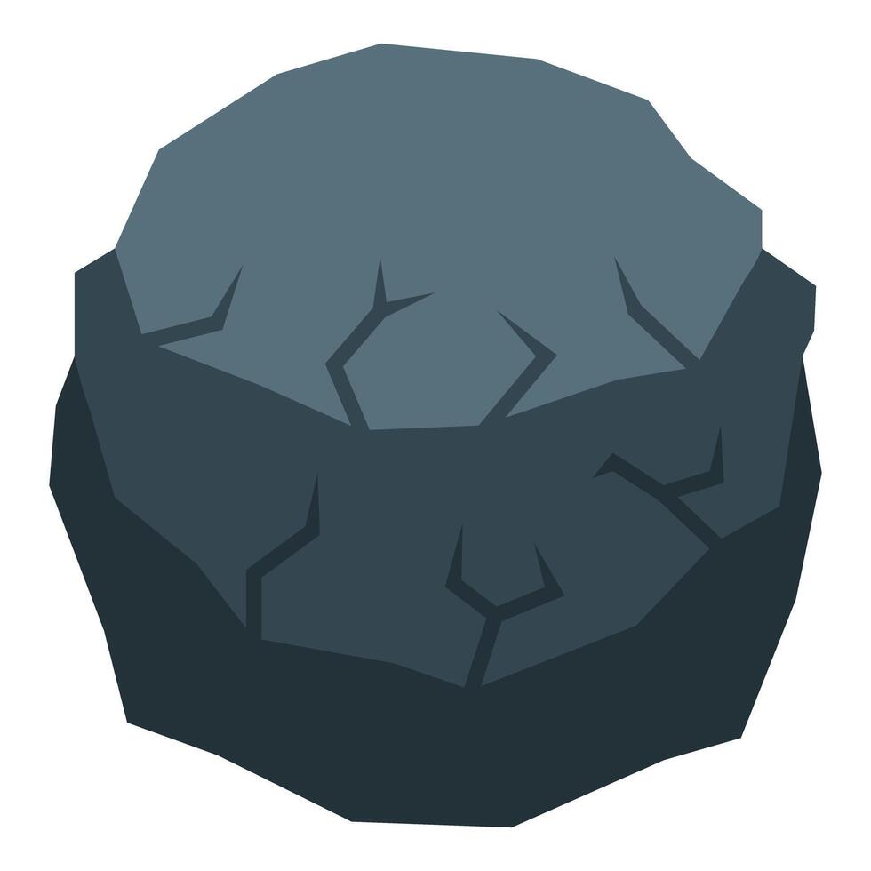 Large dark gray rock with cracks illustrating geology concepts vector
