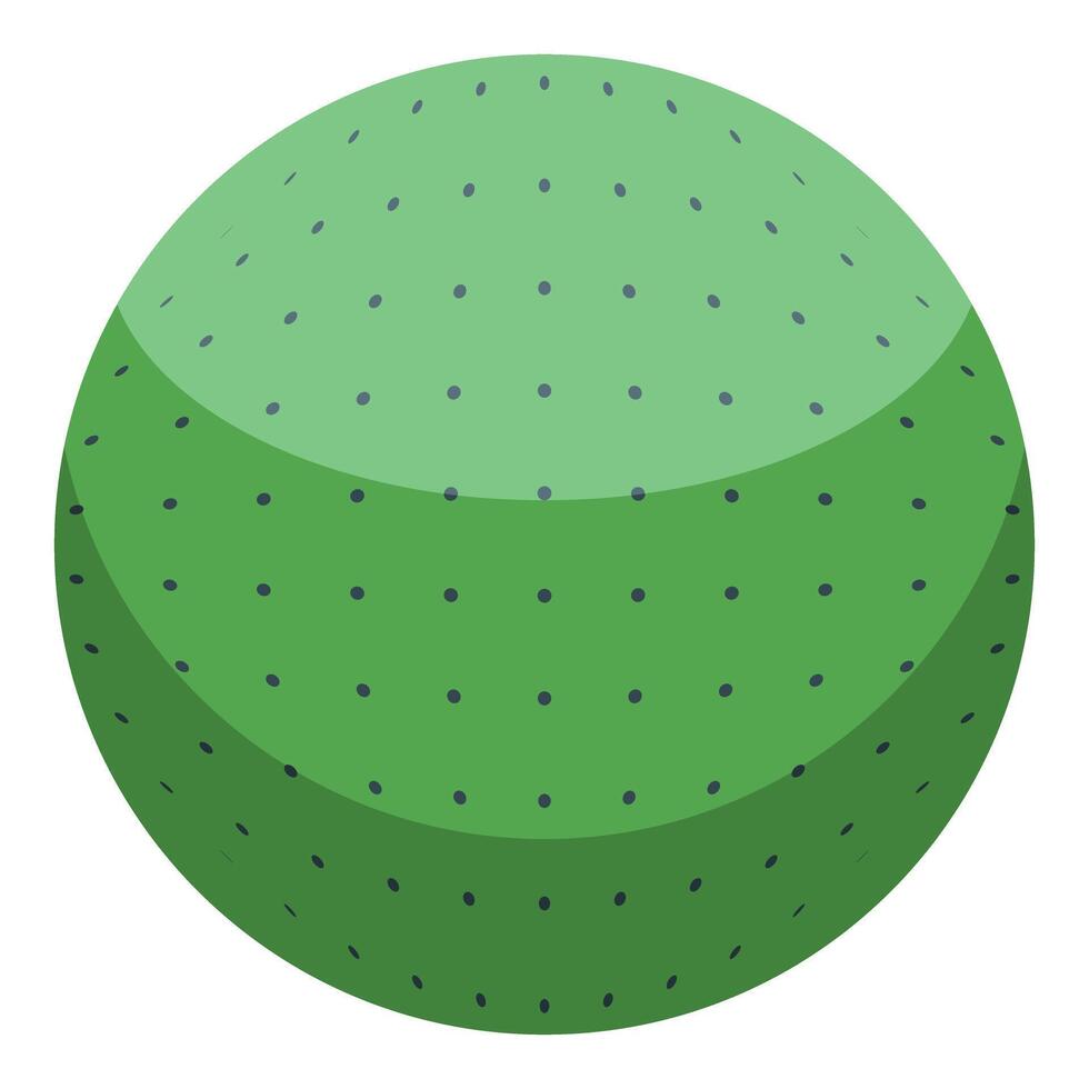 Kiwi fruit isometric icon showing a round green fruit with small black dots vector
