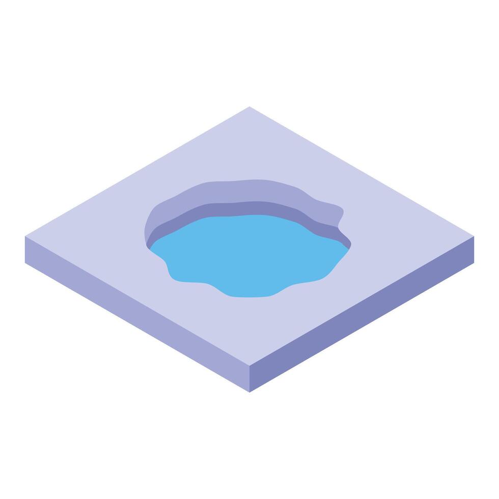 Isometric ice hole with water showing climate change vector