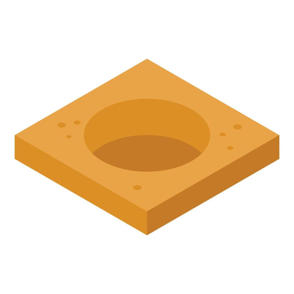 Exploring the depths, discovering a circular pit in a sandy landscape vector