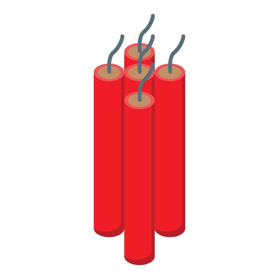 Bundle of red dynamite sticks with burning fuses creating danger vector