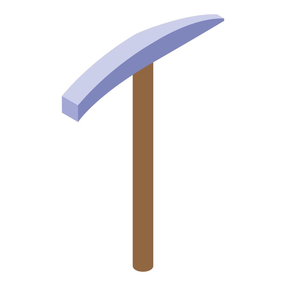 Isometric pickaxe mining tool with wooden handle vector