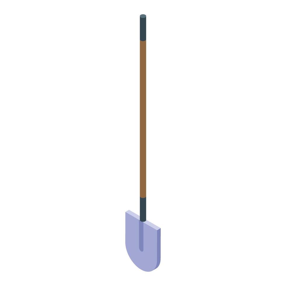 Clean minimalist shovel standing upright on white background vector