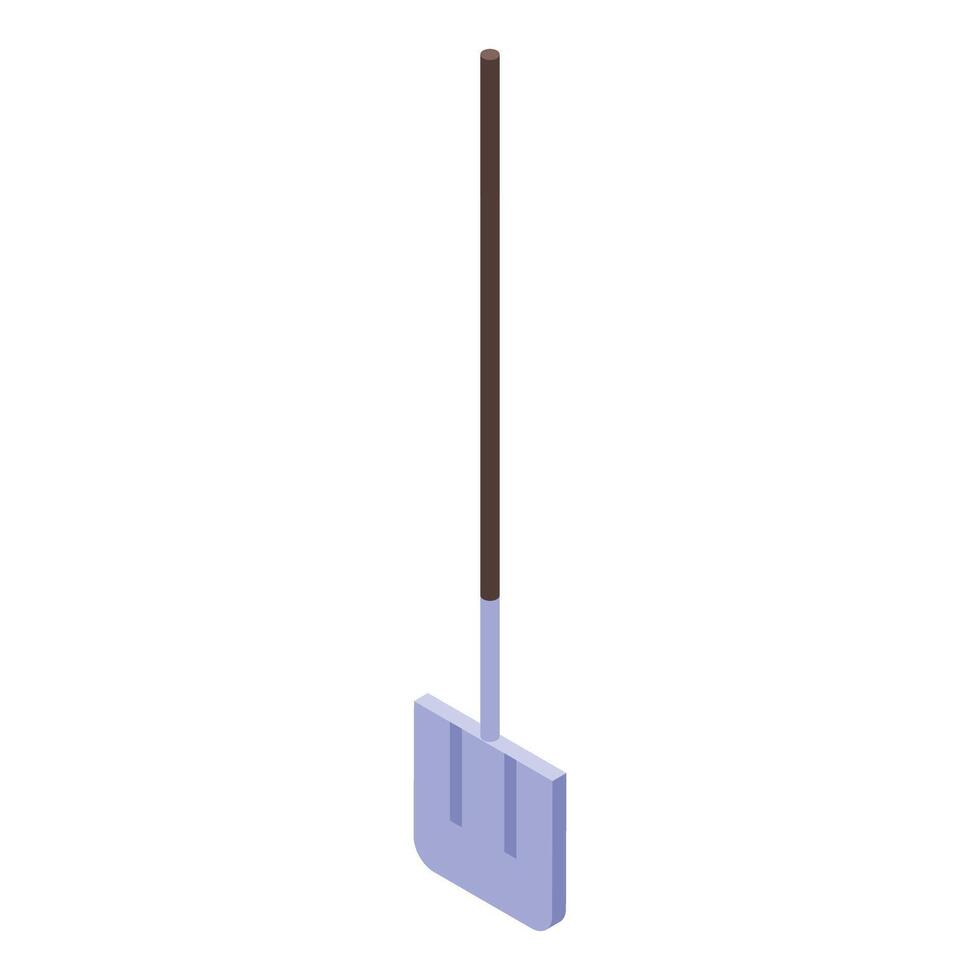 Snow shovel with wooden handle for removing snow isometric view vector