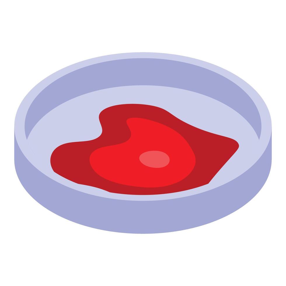 Petri dish containing red liquid for scientific experiment isometric view vector