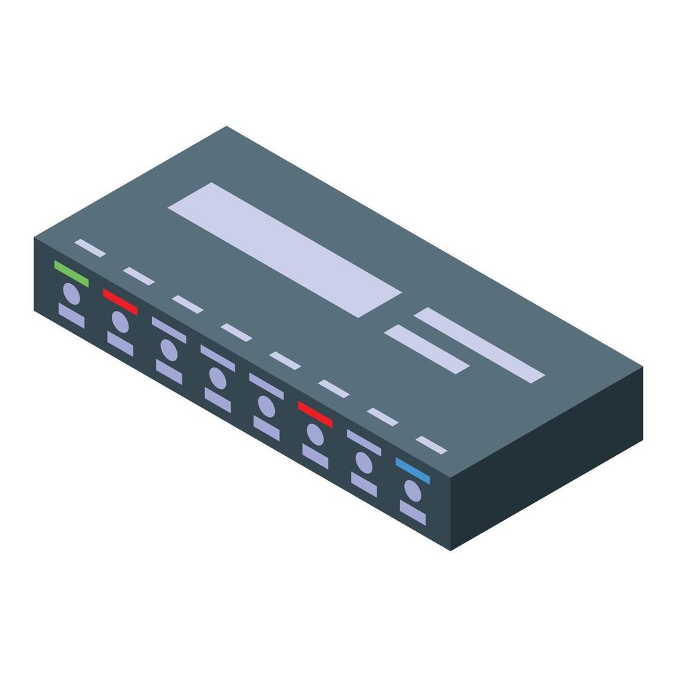 Network switch managing internet connection with leds blinking showing activity vector