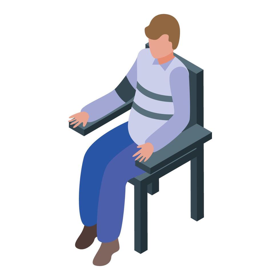 Prisoner sitting on electric chair awaiting execution vector