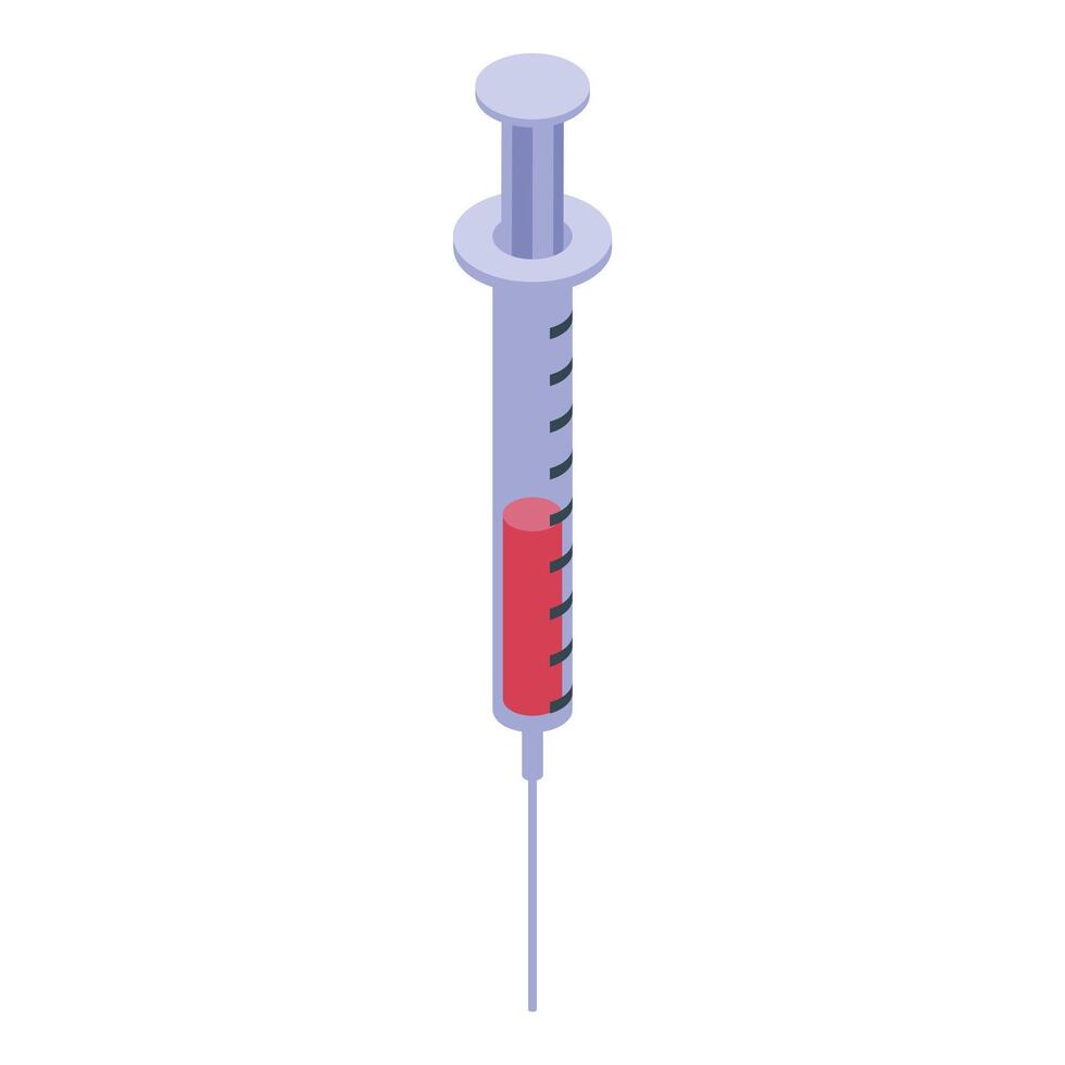 Medical syringe containing red liquid for injection or vaccination vector