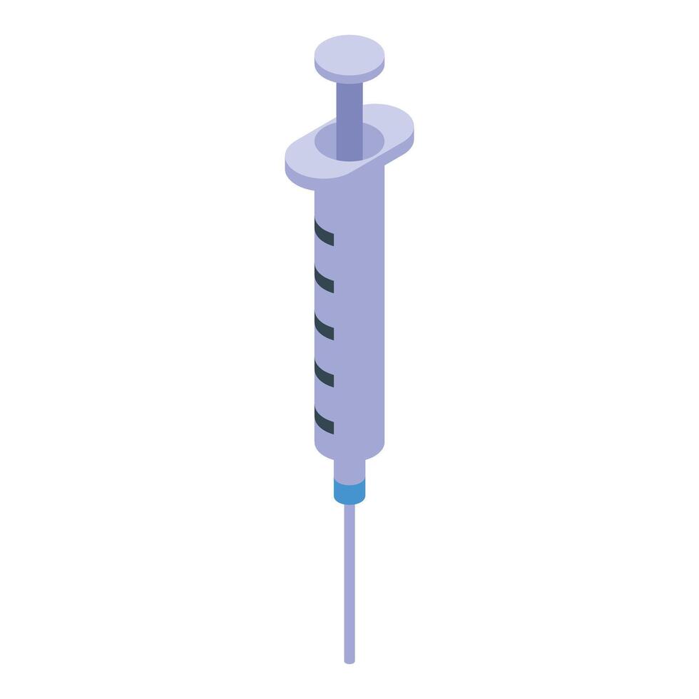 Medical syringe delivering dose of medication, isometric view vector