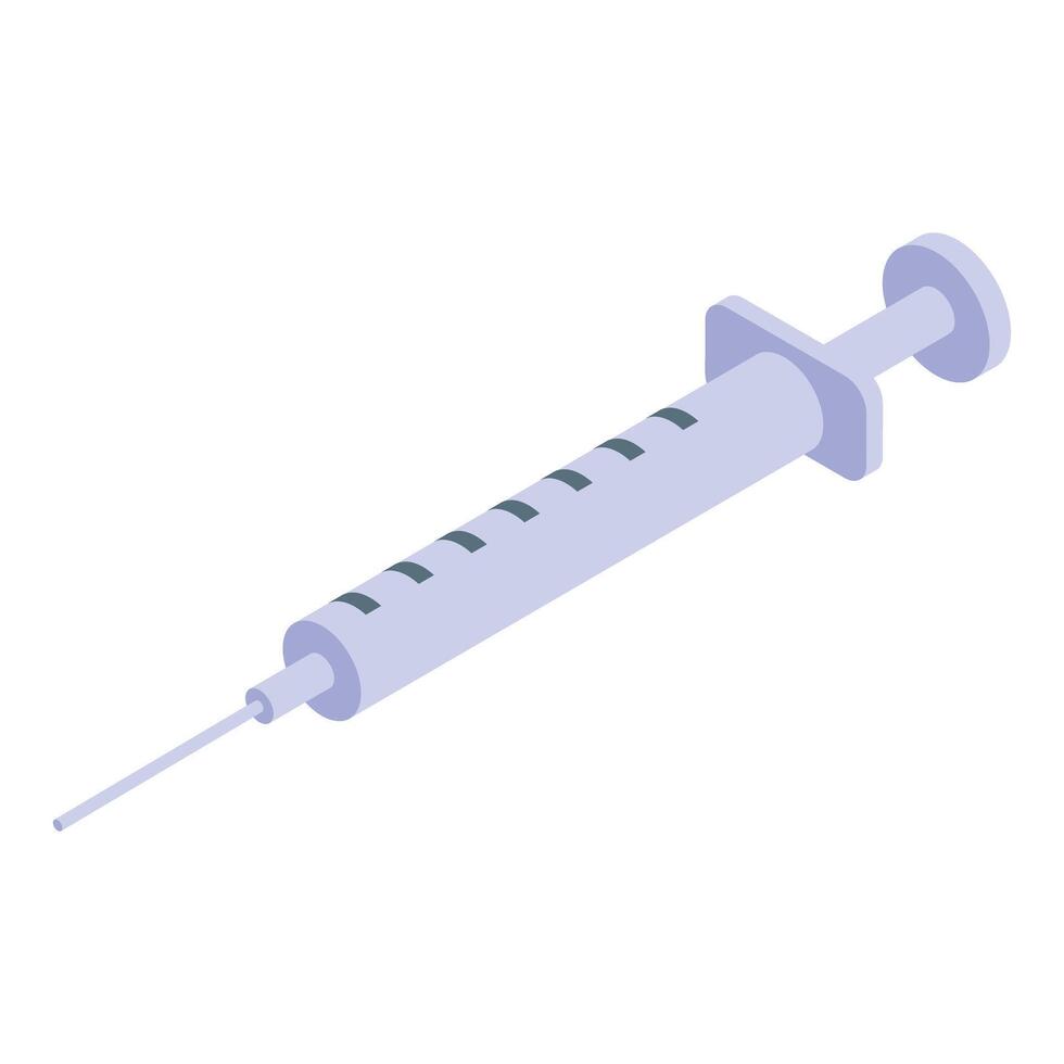 Medical syringe delivering essential dose of medicine, isometric icon vector