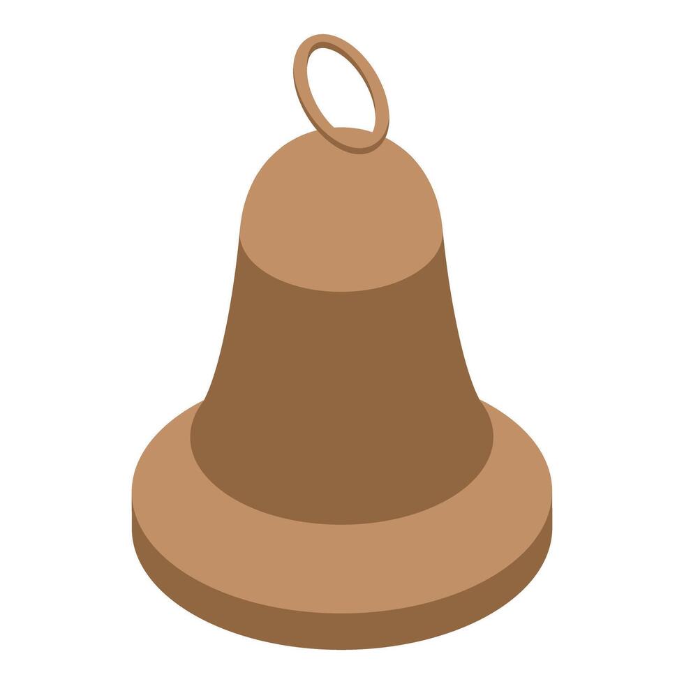 Brown simple bell ringing with metal handle isometric icon vector