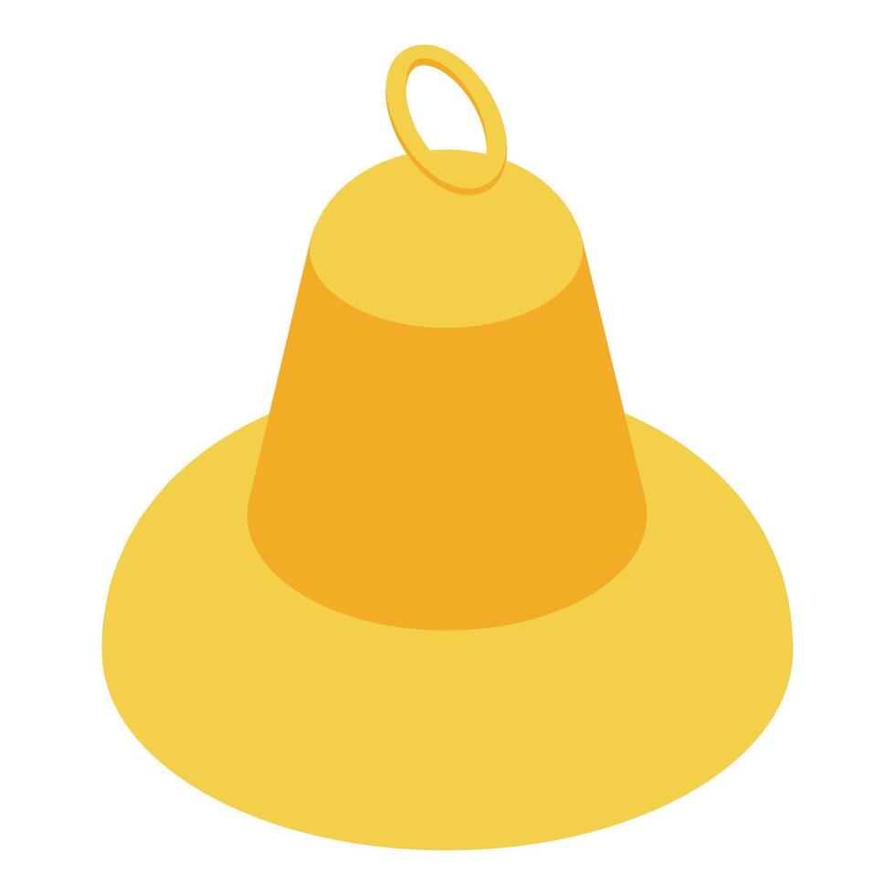 Golden bell ringing isometrically with hanging ring vector