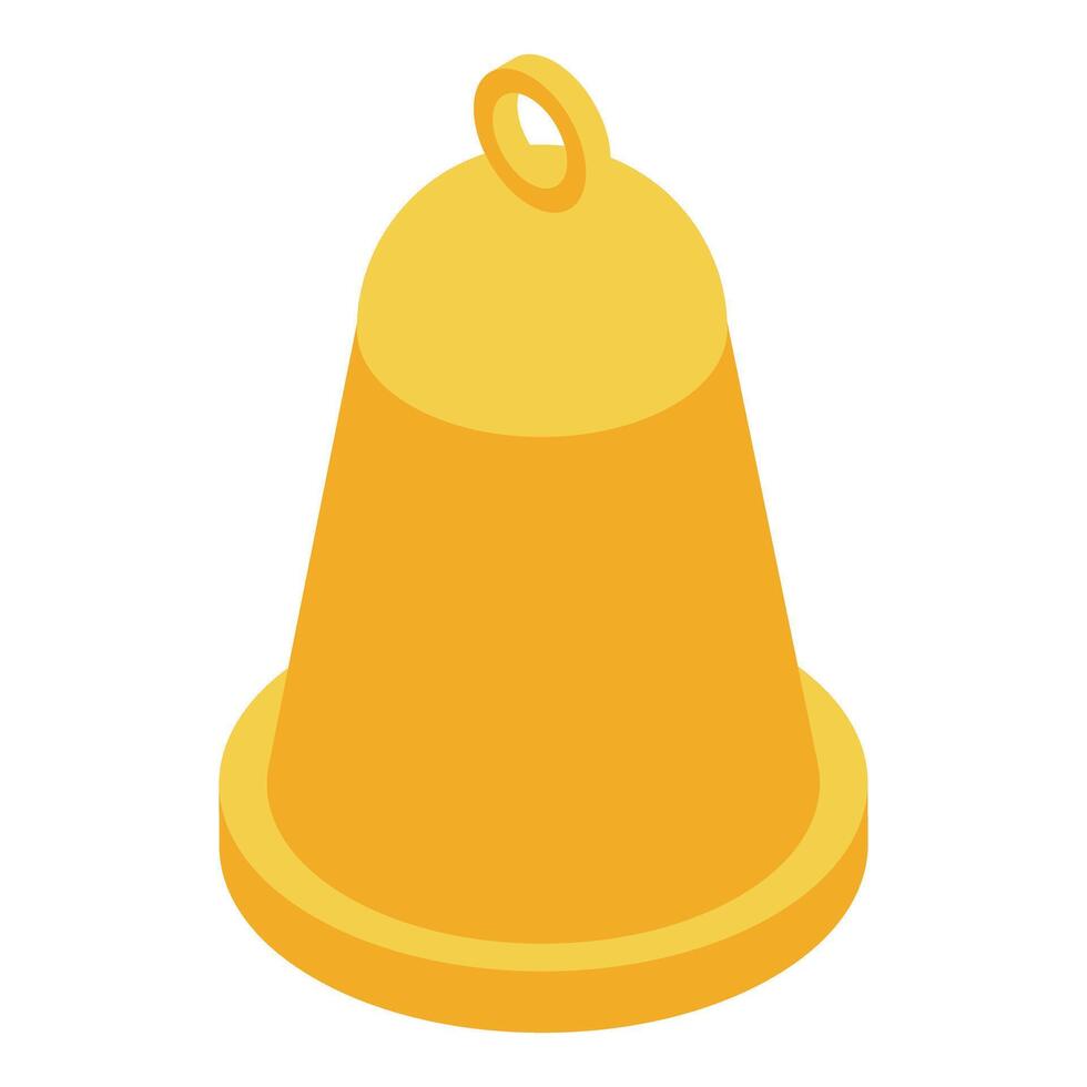 Golden bell icon symbolizing notifications and alerts in isometric view vector