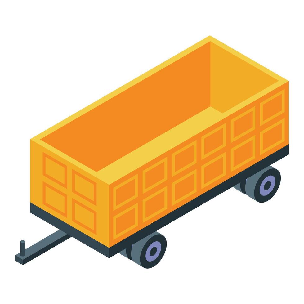 Empty farm trailer waiting for harvest season, isometric view vector