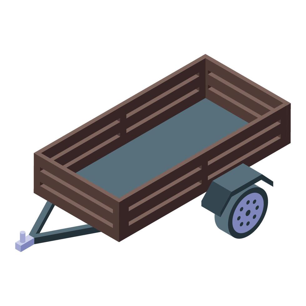 Empty wooden farm trailer isolated on white background vector