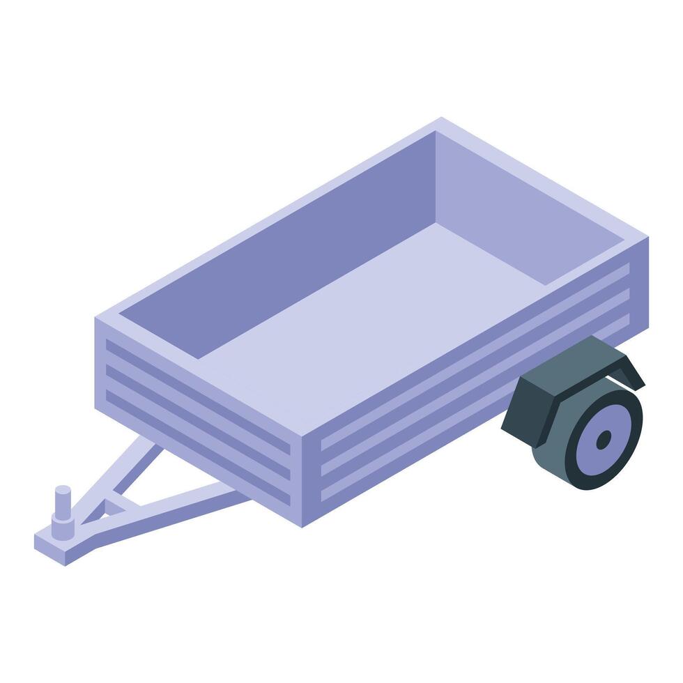 Empty metal trailer for cargo transportation parked on white background vector