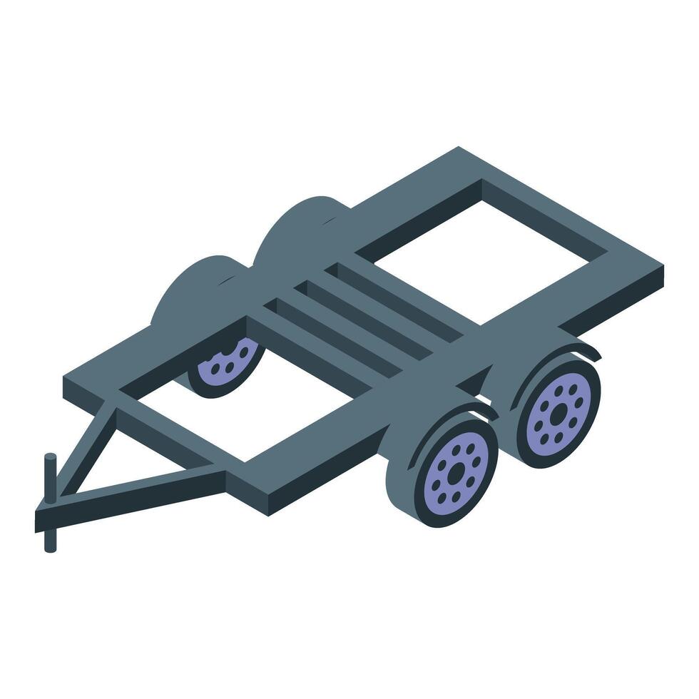 Empty trailer chassis for cargo transportation in isometric view vector