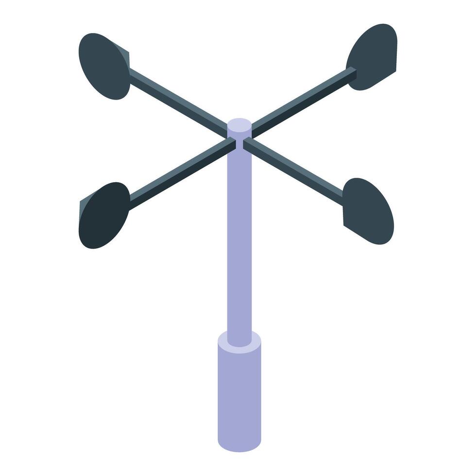 Anemometer measuring wind speed and direction with four cups vector