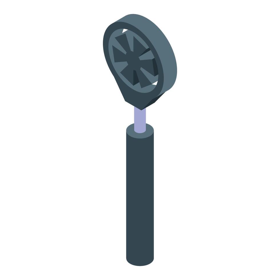 Portable fan rotating and providing fresh air in isometric view vector