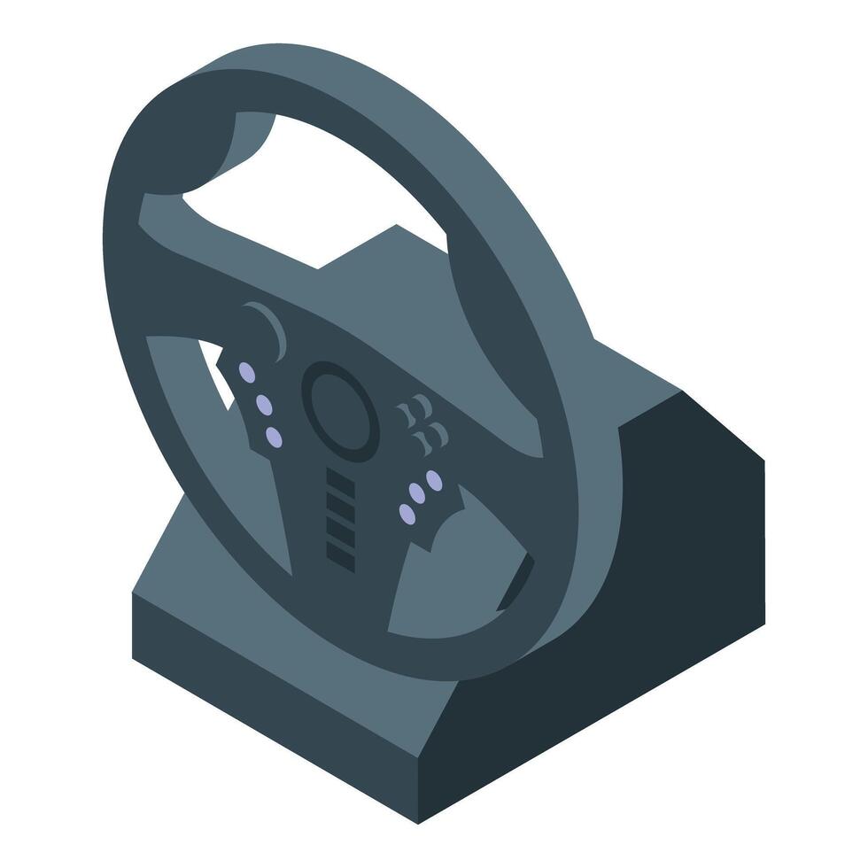 Gaming steering wheel with force feedback for realistic racing experience vector