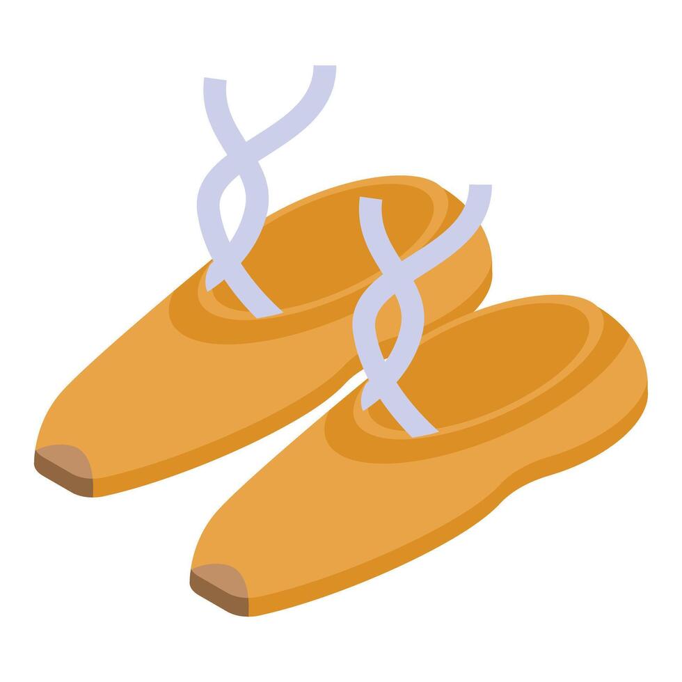 Golden ballet pointe shoes with ribbons for classical dance practice vector