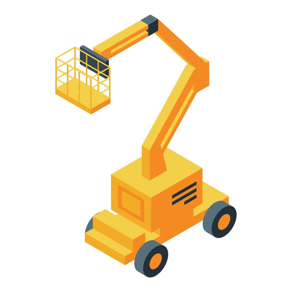 Cherry picker lifting platform on wheels for construction and maintenance vector