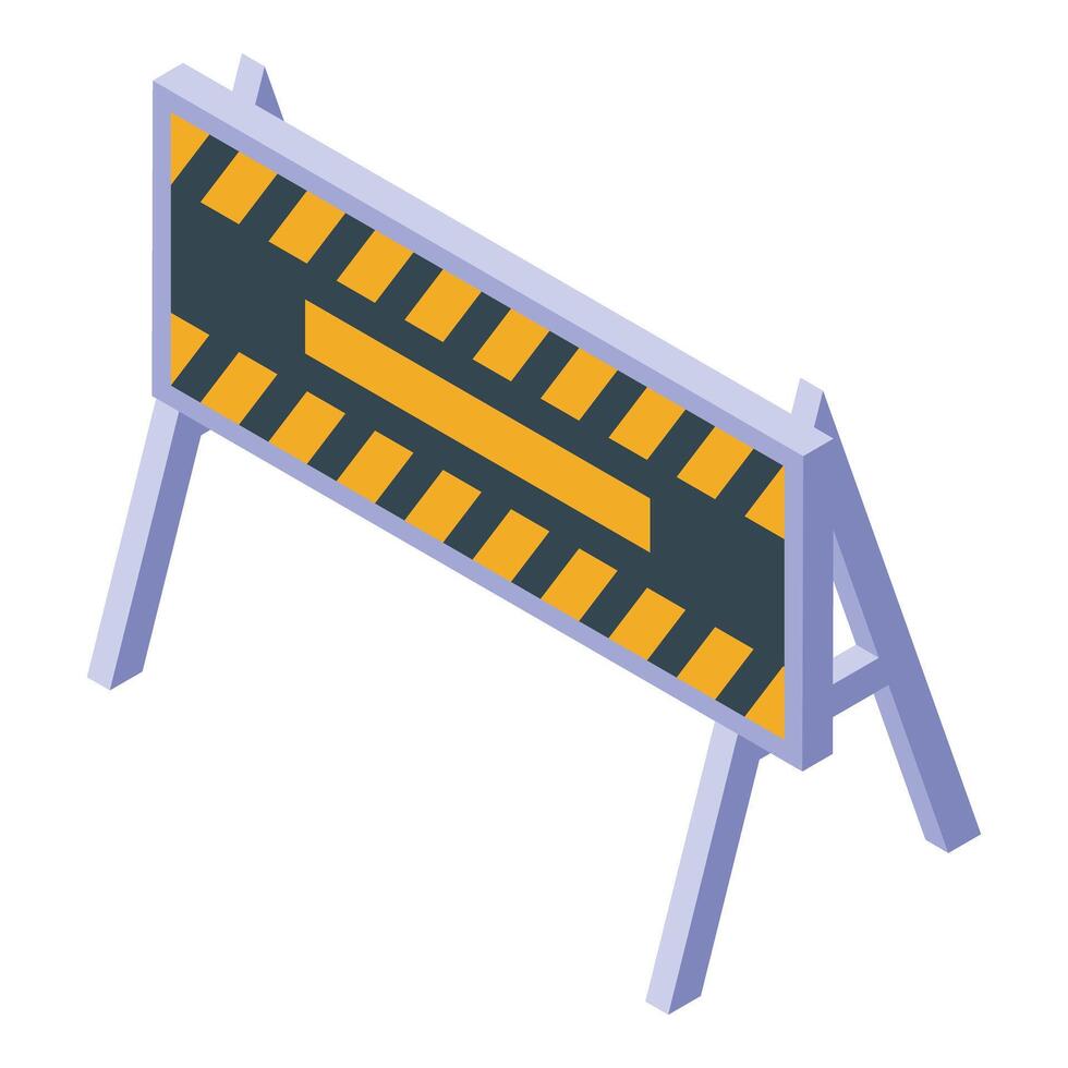 Isometric roadblock sign showing restricted area vector