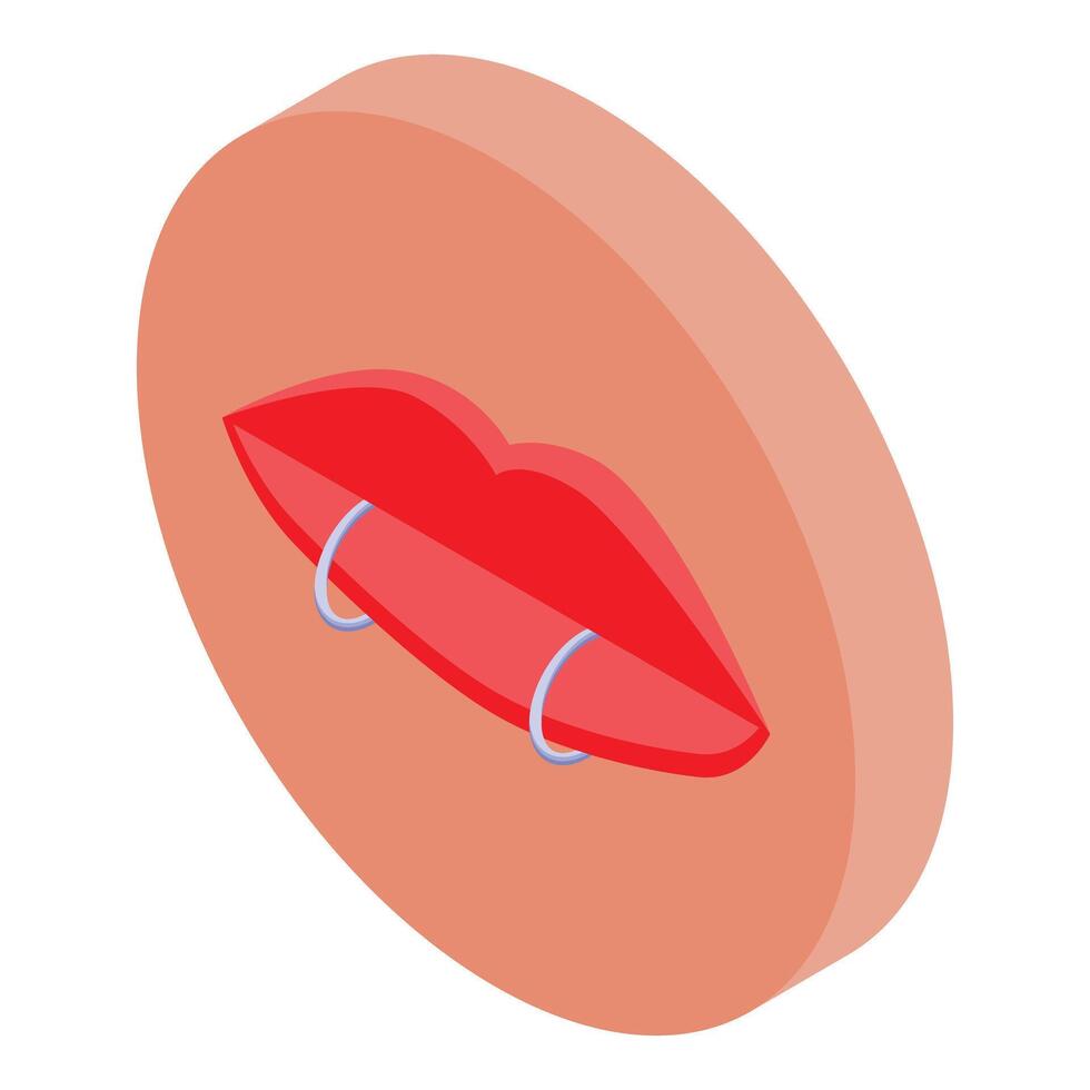Red lips showing lip piercing on skin tone background vector