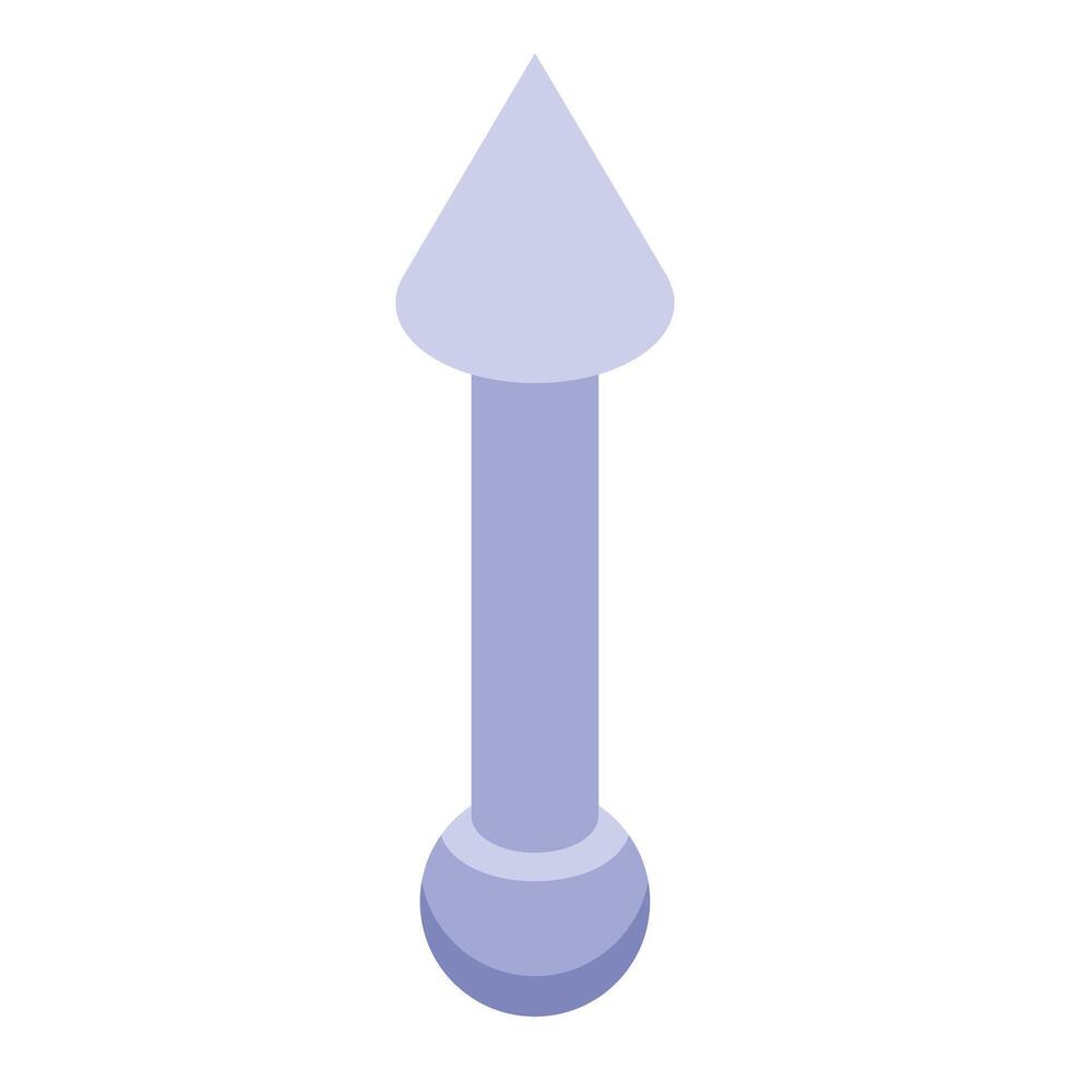 Vertical metal barbell piercing with cone and ball ends vector