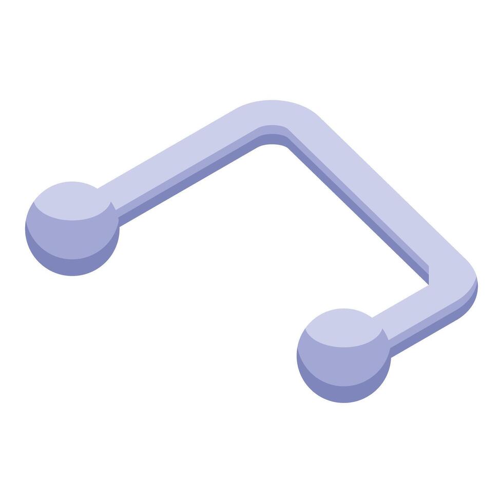 Molecular structure connecting two spherical nodes in isometric view vector