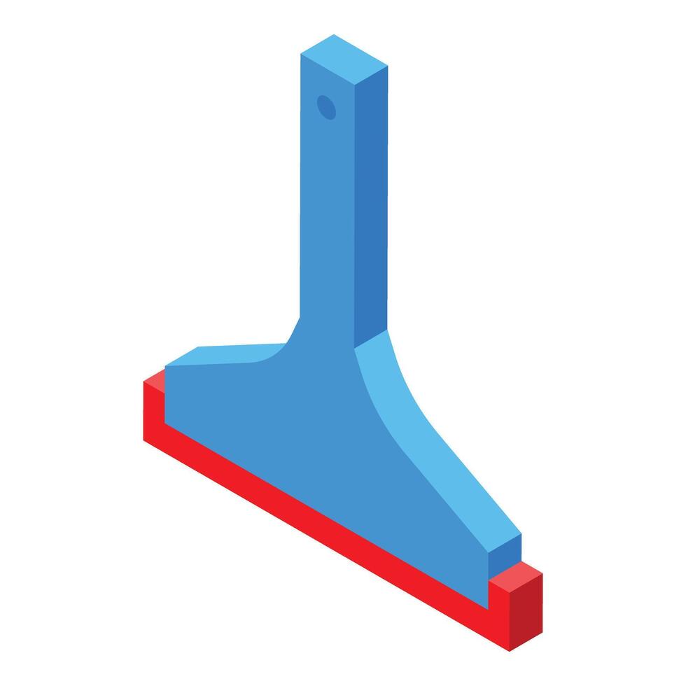 Cleaning shower glass squeegee with blue handle and red rubber blade isometric view vector
