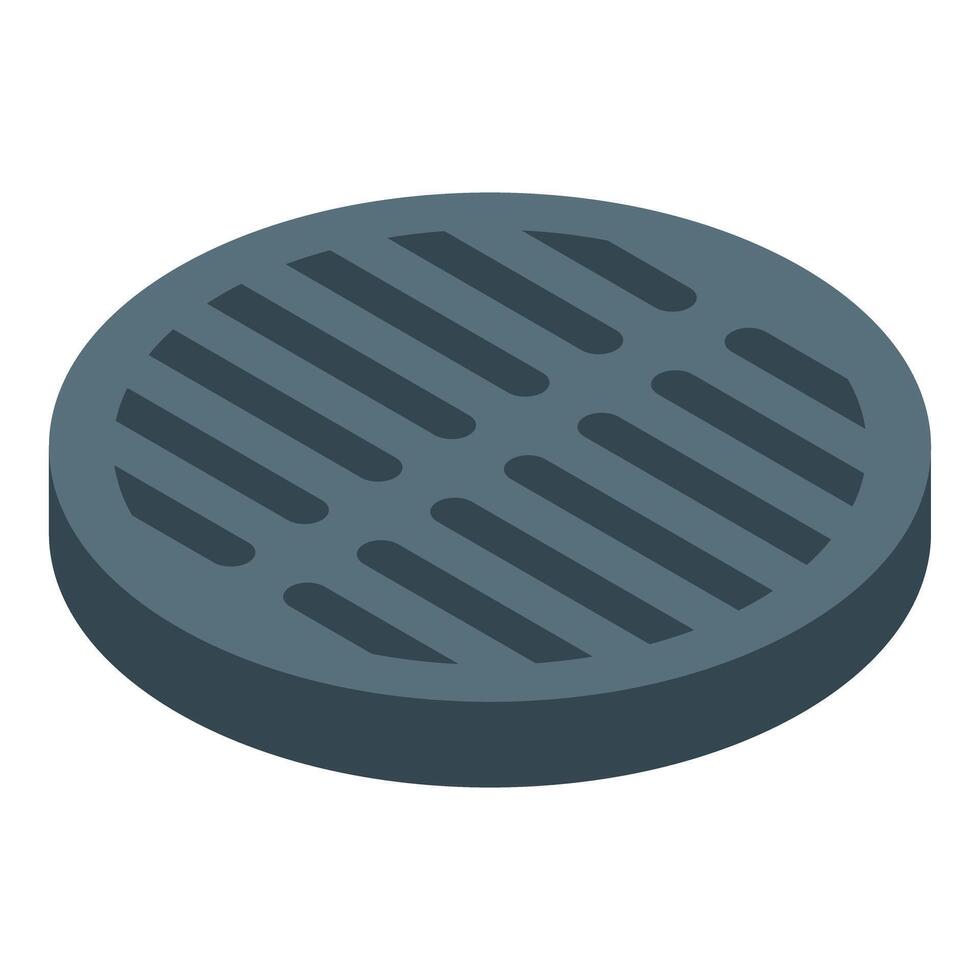 Round metal grate covering a drainage system isometric view vector
