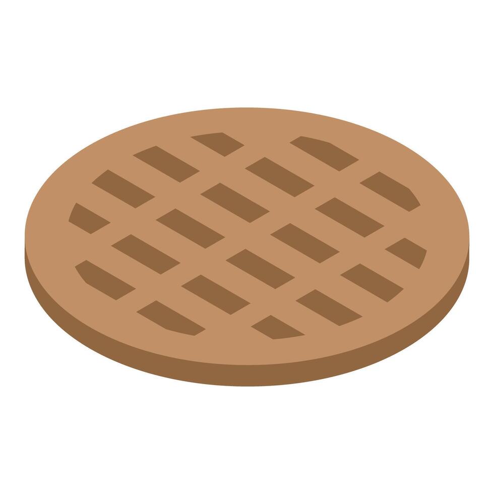 Round waffle showing grid pattern on light background vector