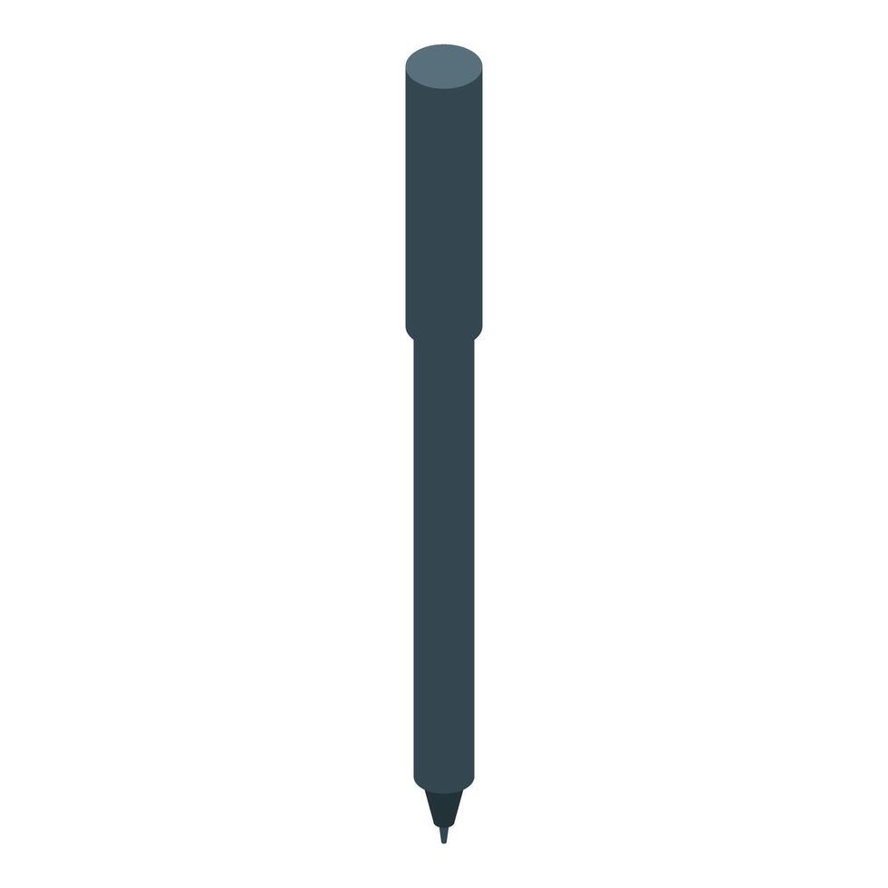 Dark grey pen standing on white background isometric view vector