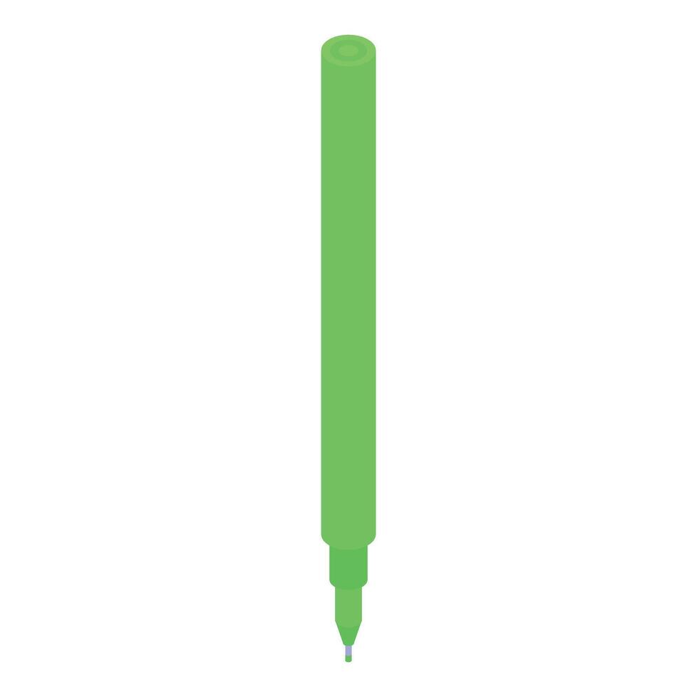 Green felt tip pen pointing downwards on white background vector