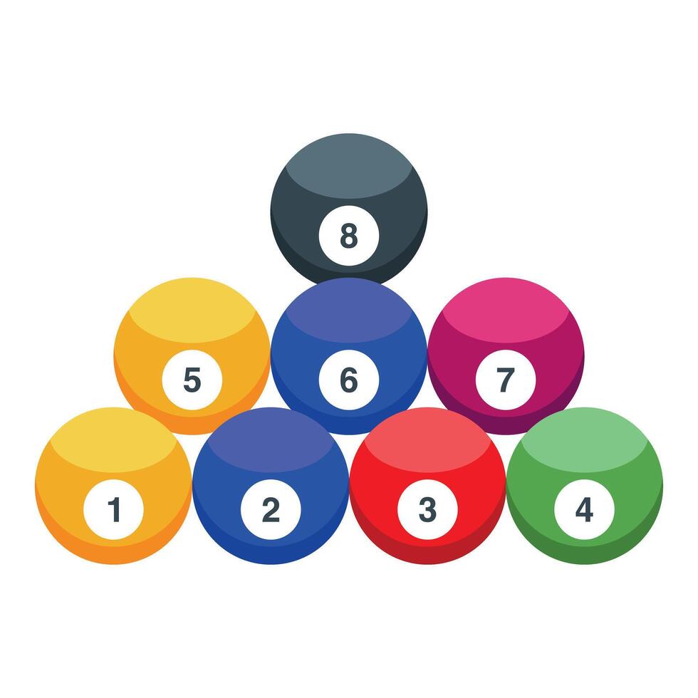 Billiard balls set in starting position forming a triangle vector