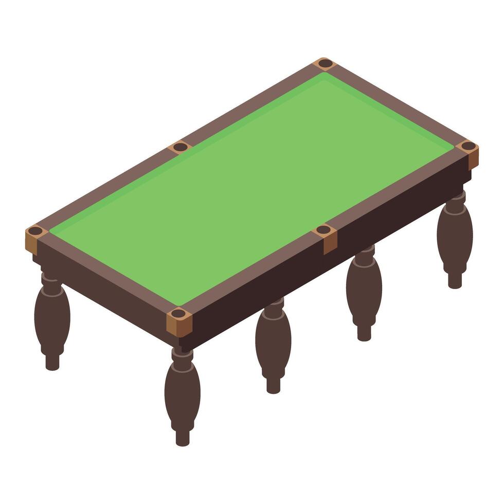 Empty billiard table with green surface and wooden frame isometric view vector