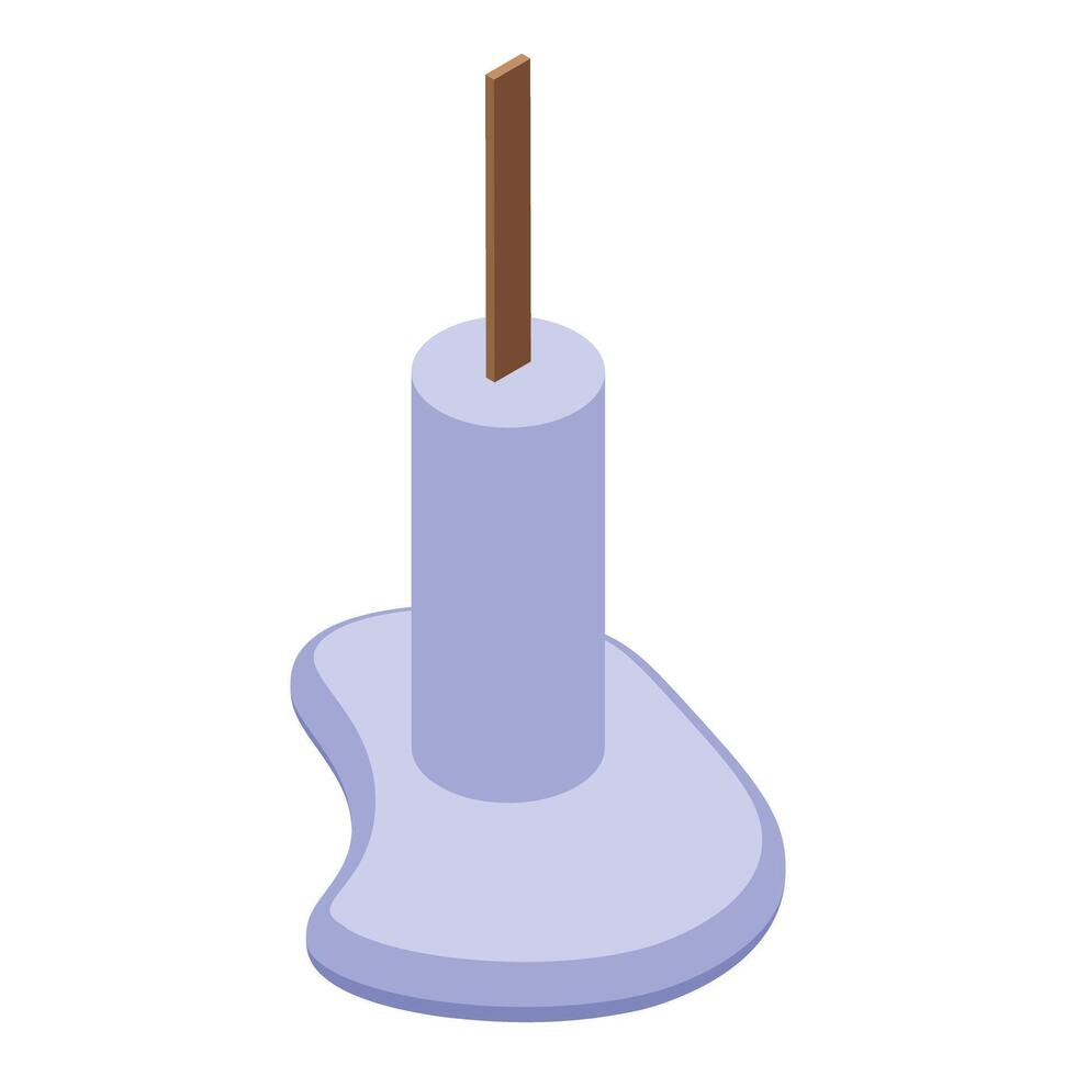 Melting popsicle with wooden stick on white background isometric projection vector