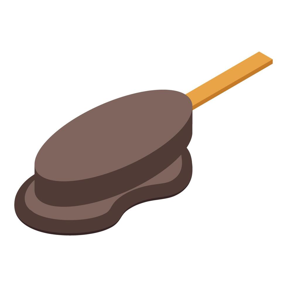 Melting chocolate ice cream on stick with brown glaze is melting fast vector