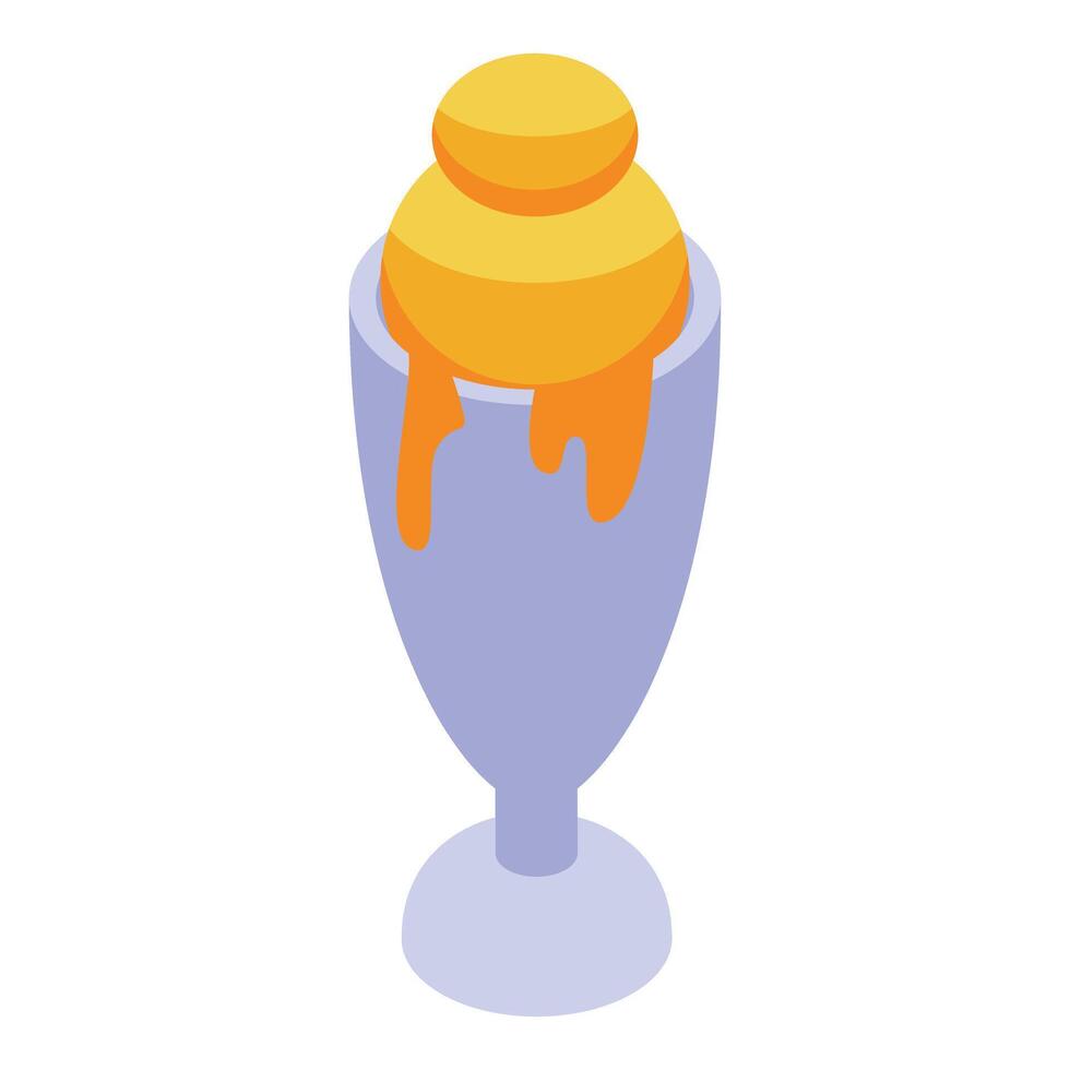 Melting ice cream dripping over a sundae glass vector