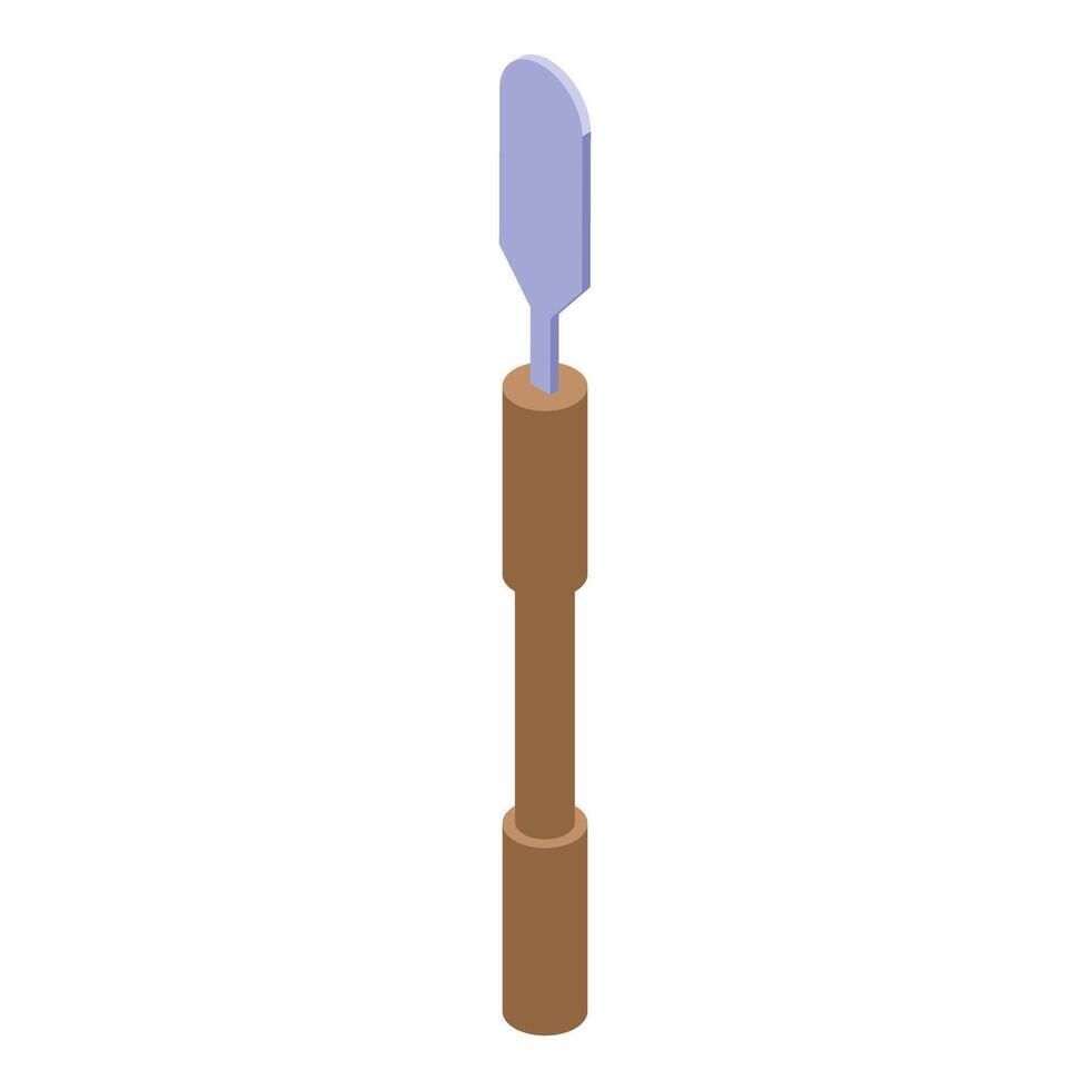 Chisel with wooden handle on white background, isometric view vector