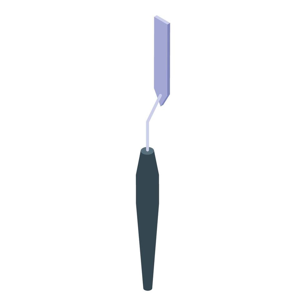 Dental cleaning tool showing angled metal scraper for plaque removal vector