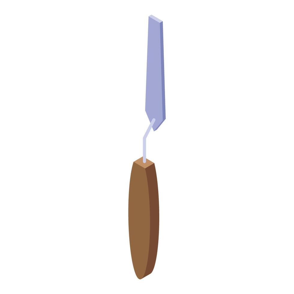 Palette knife with wooden handle creating art in isometric view vector