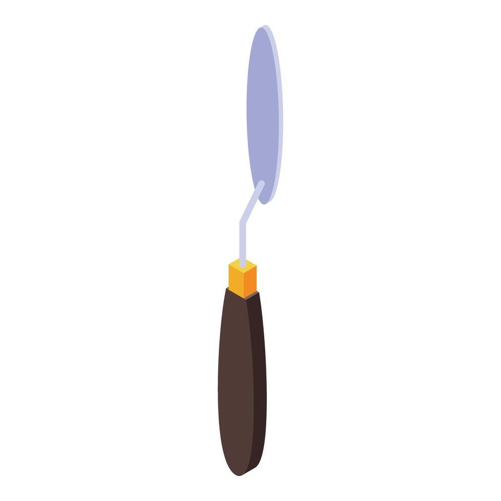 Palette knife painting tool with wooden handle for mixing colors isometric view vector