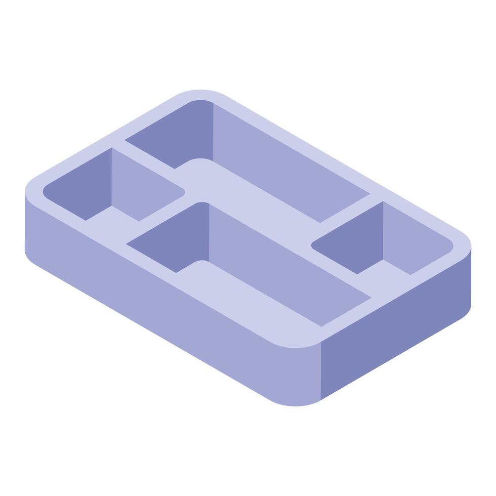 Empty plastic container with compartments organizing utensils vector